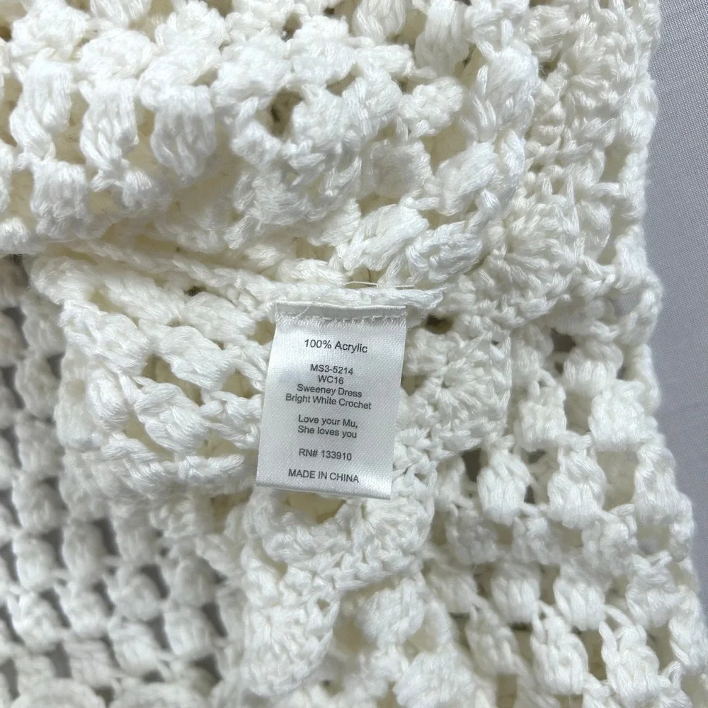 Show Me Your Mumu Sweeney Dress Womens M White Crochet Mini Open Back Boho Beach